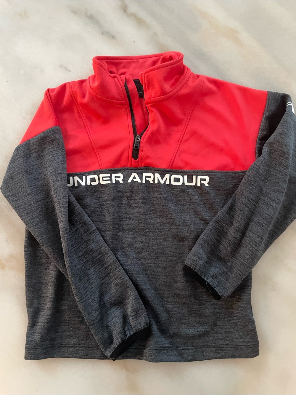Under Armour Kids Red and Gray Quarter-Zip Pullover size 7